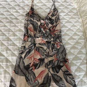 Gray and Pink Banana Leaf Romper